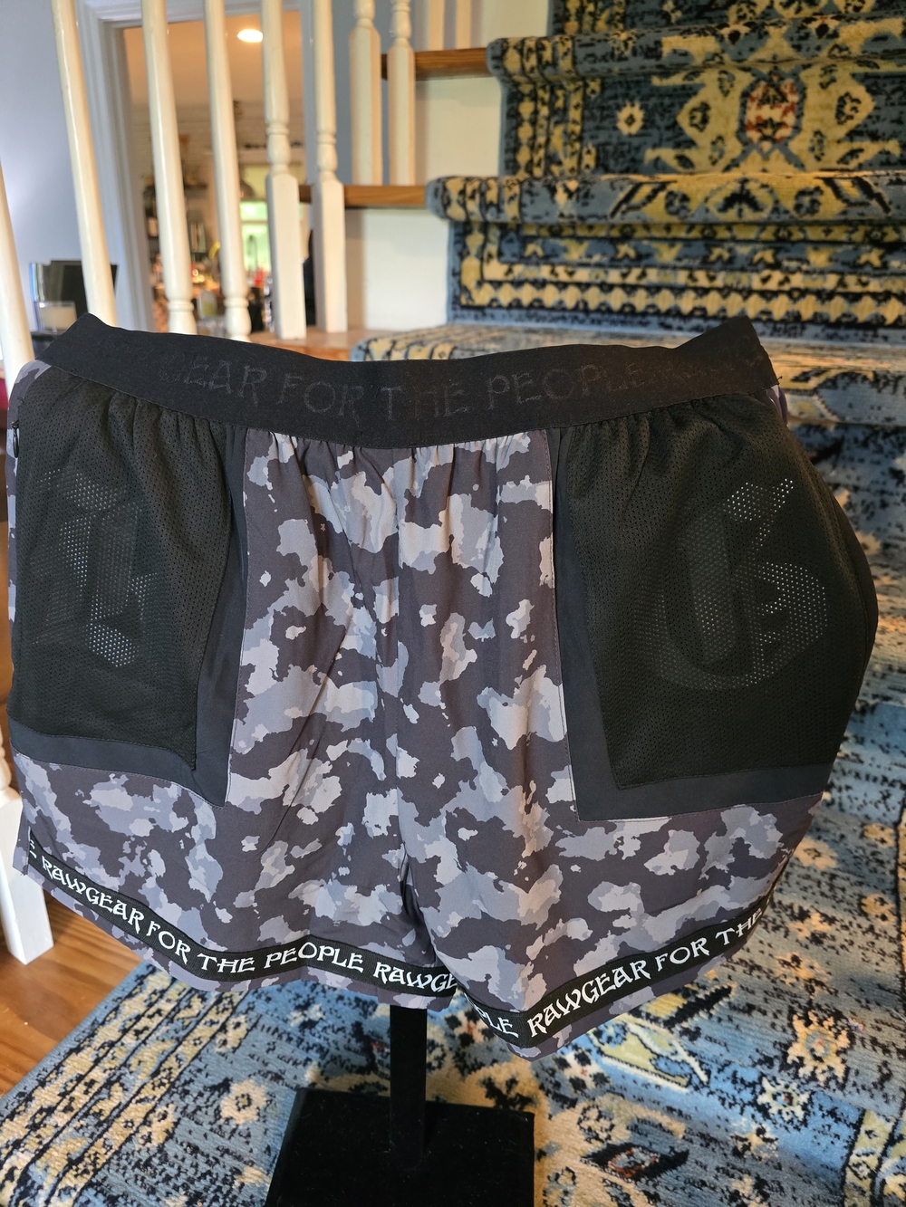 Rawgear Men’s Black & Gray Camo Athletic Shorts
